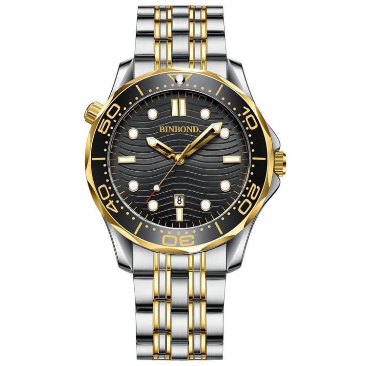 Orologio sportivo al quarzo Inter-gold Black Surface BINBOND B2820 Luminoso 30m Impermeabile per uomo - Immagine 1