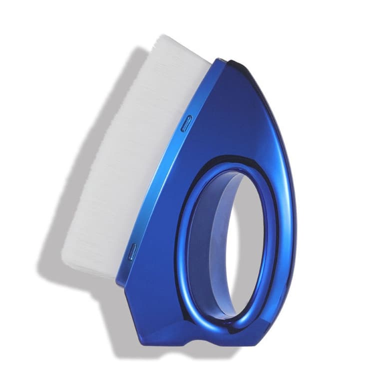Pennello per fondotinta in ferro con setole morbide, pennello per cipria in polvere, pennello per cipria sciolta, placcato blu e bianco (confezione in busta OPP) - Immagine 1