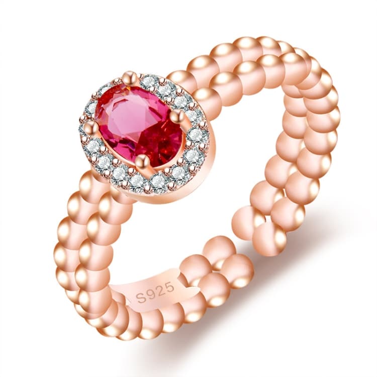 Anello vintage J361 con pietra rossa sangue di piccione naturale incastonata (oro rosa) - Immagine 1