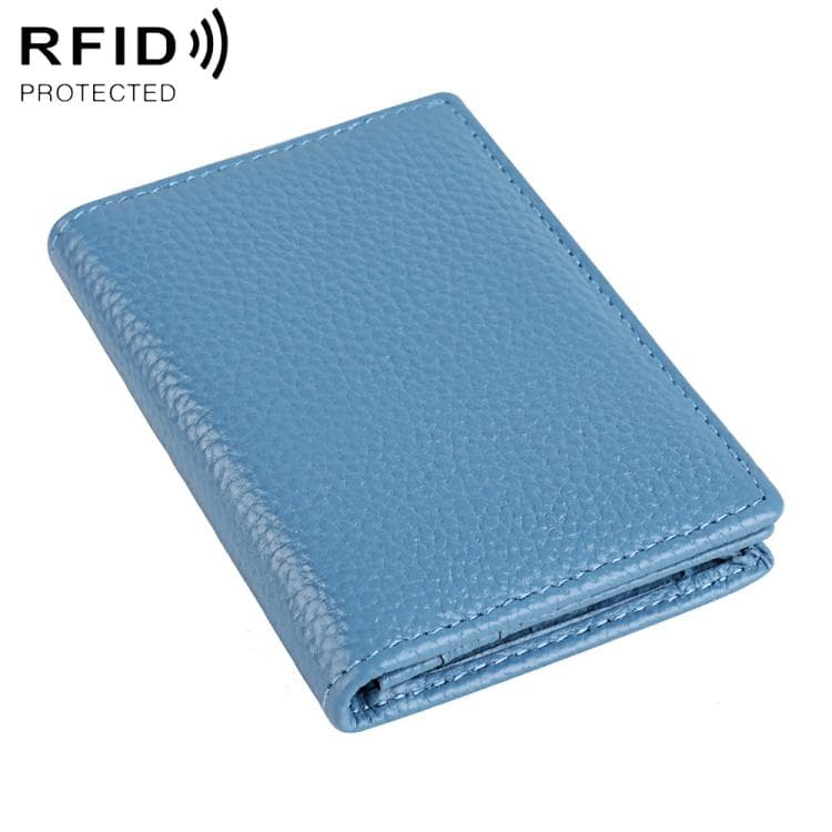 KB150 RFID Anti-theft Genuine Leather Business Card Bag(Light Blue) - Immagine 1