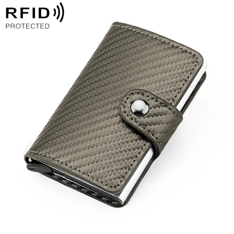 KB237 Carbon Fiber Texture RFID Aluminum Alloy Multi-card Wallet(Light Grey) - Immagine 1
