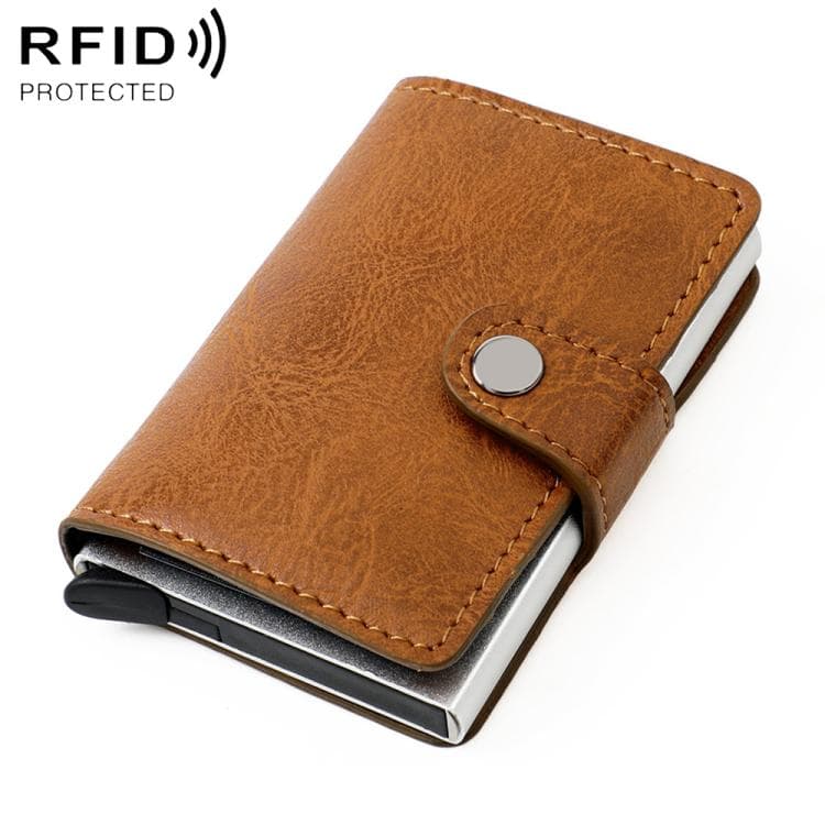 KB239 Crazy Horse Texture RFID Aluminum Alloy Multi-card Wallet(Brown) - Immagine 1
