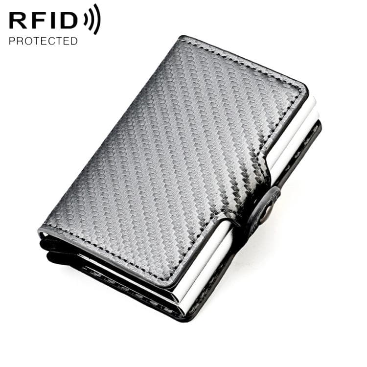 KB250 Carbon Fiber Double Layer Aluminum Alloy RFID Card Bag(Silver) - Immagine 1