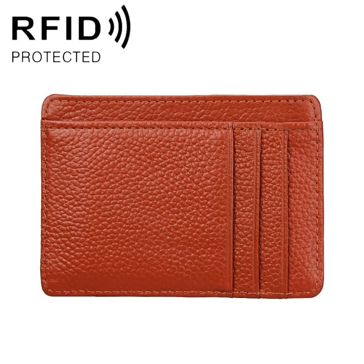 KB37 Antimagnetic RFID Litchi Texture Leather Card Holder Wallet Billfold for Men and Women (Brown) - Immagine 1