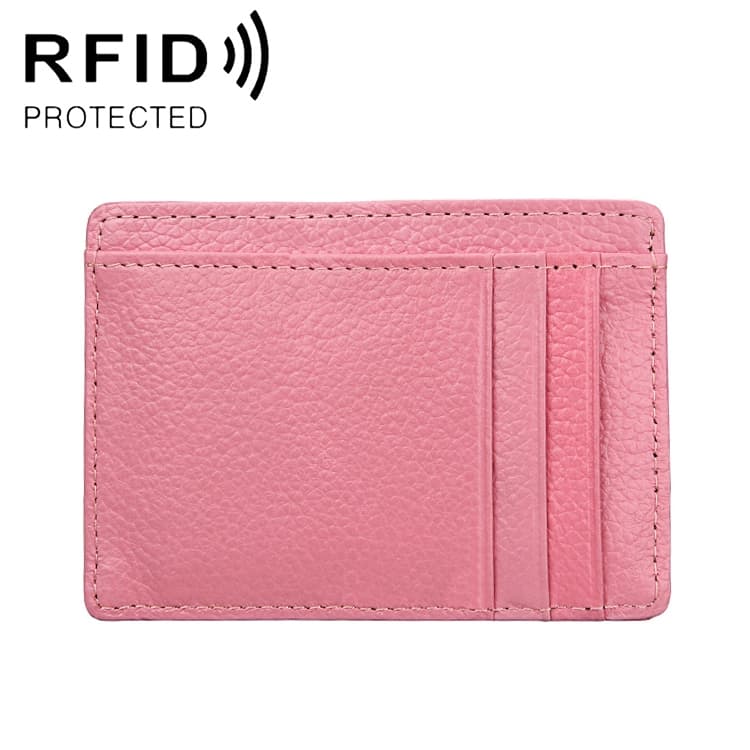 KB37 Antimagnetic RFID Litchi Texture Leather Card Holder Wallet Billfold for Men and Women (Pink) - Immagine 1