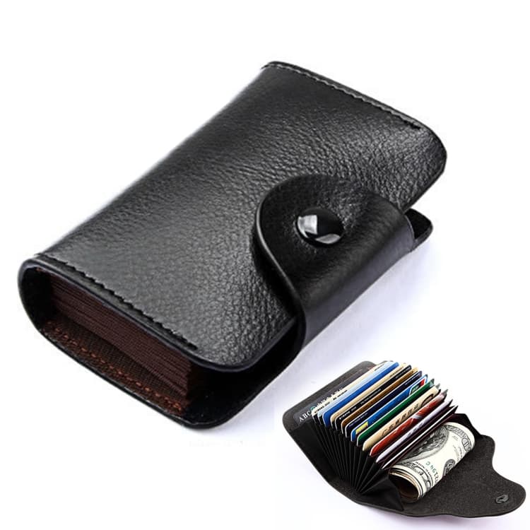 KB39 Simple Fashion Genuine leather Organ Card Bag Candy Color Card Package(Black) - Immagine 1