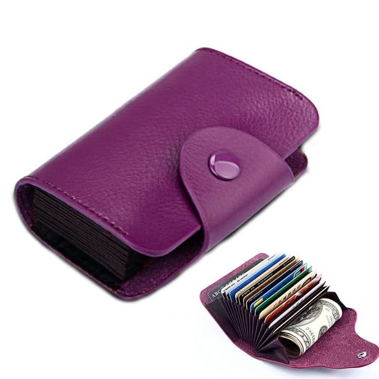 KB39 Simple Fashion Genuine leather Organ Card Bag Candy Color Card Package(Purple) - Immagine 1