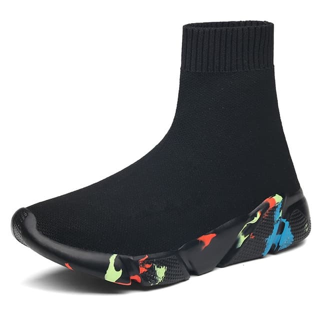 Knit Upper Breathable Sport Sock Boots Chunky Sneakers High Top Running Shoes for Men / Women, Shoe Size:37(Camouflage)