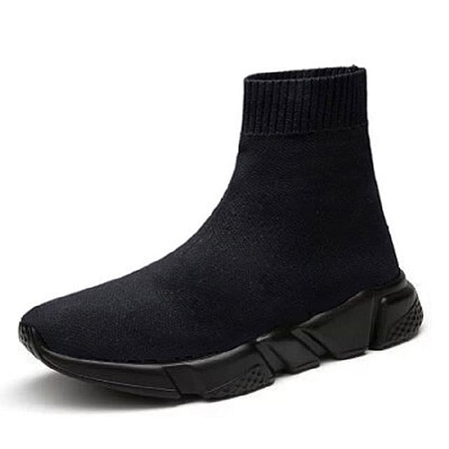 Knit Upper Breathable Sport Sock Boots Chunky Sneakers High Top Running Shoes for Men / Women, Shoe Size:46(Black)