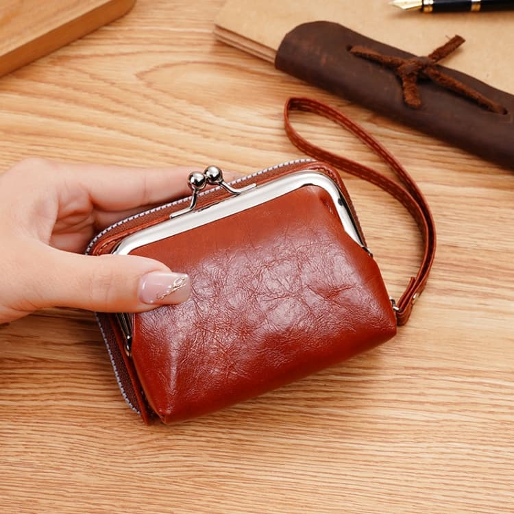 Ladies Buckle Coin Purse Detachable Large Capacity Clutch Bag Multi-card Slot Wallet(Light Brown) - Immagine 1