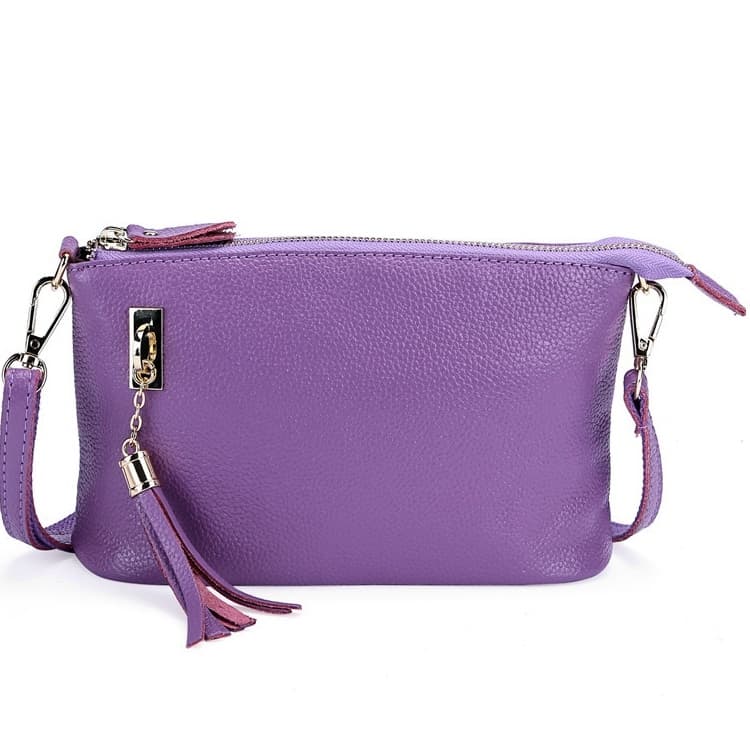 Ladies Fringed One-Shoulder Diagonal Bag Large-Capacity Casual Bag(Light Purple) - Immagine 1