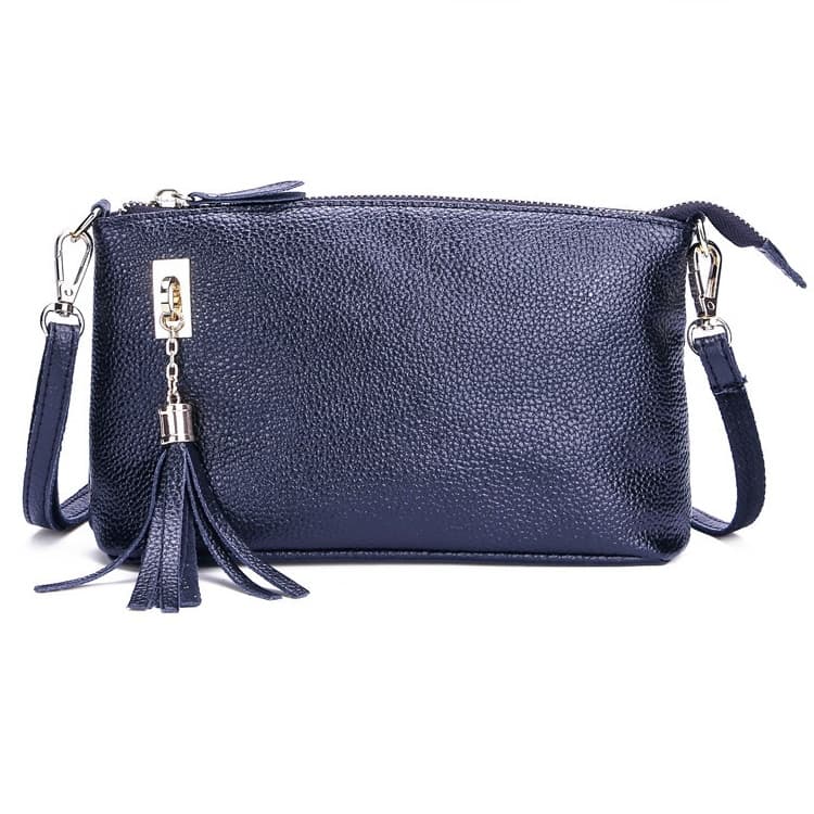 Ladies Fringed One-Shoulder Diagonal Bag Large-Capacity Casual Bag(Navy Blue) - Immagine 1