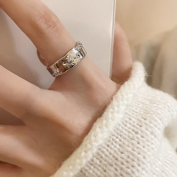 Anello aperto a forma di serpente in lusso leggero con diamante, specifica: J3200 - Immagine 1