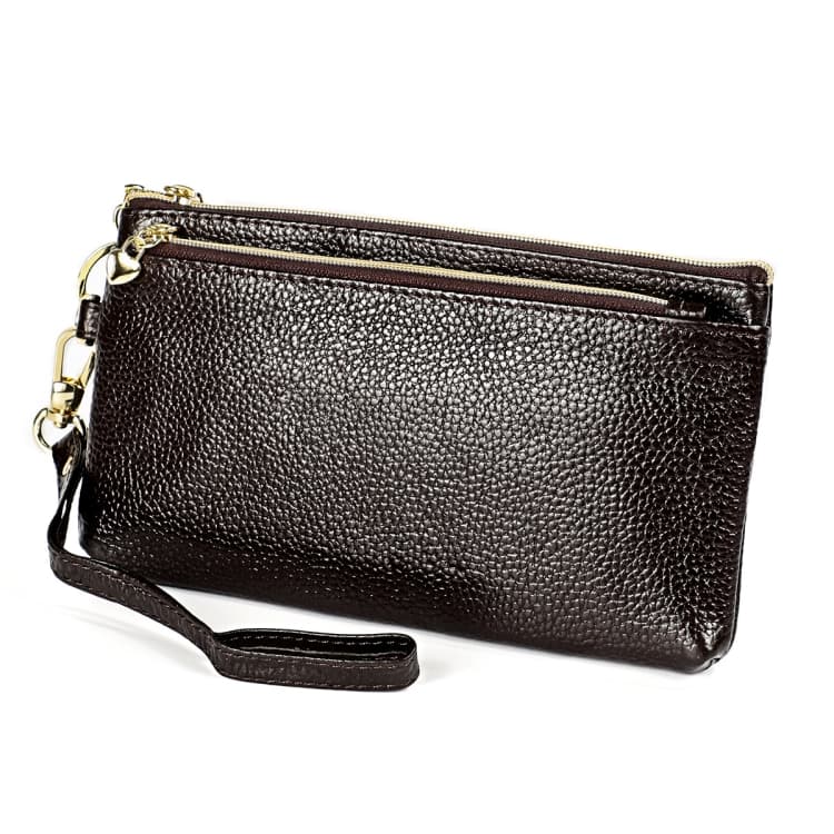 Ladies Multifunctional Cowhide Zipper Coin Purse Car Key Case(Coffee) - Immagine 1