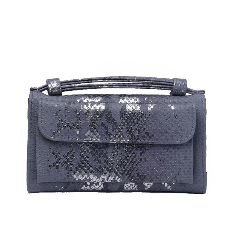 Ladies Snake Sequins Print Wrist Bag Multifunctional Chain One-Shoulder Diagonal Wallet(Gray) - Immagine 1