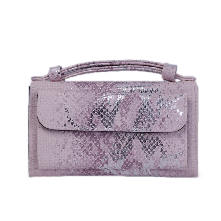 Ladies Snake Sequins Print Wrist Bag Multifunctional Chain One-Shoulder Diagonal Wallet(Nude Pink) - Immagine 1