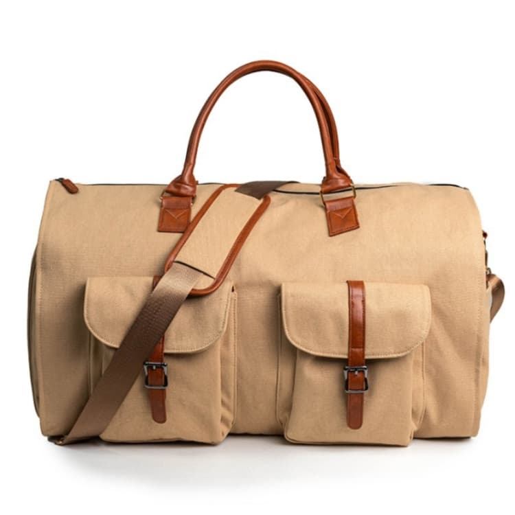 Large Capacity Foldable Travel Duffel Bag Outdoor Fitness Bag with Shoe Compartment, Color: Dark Brown - Immagine 1