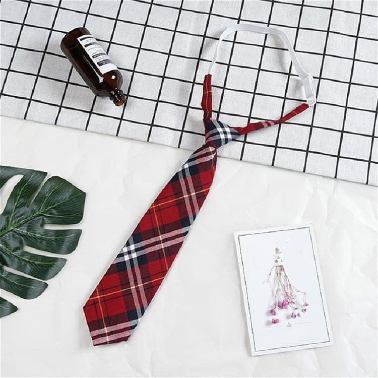 Foulard a righe a reticolo in cotone con elastico e fiocco, accessorio per abbigliamento (A1705 Rosso)