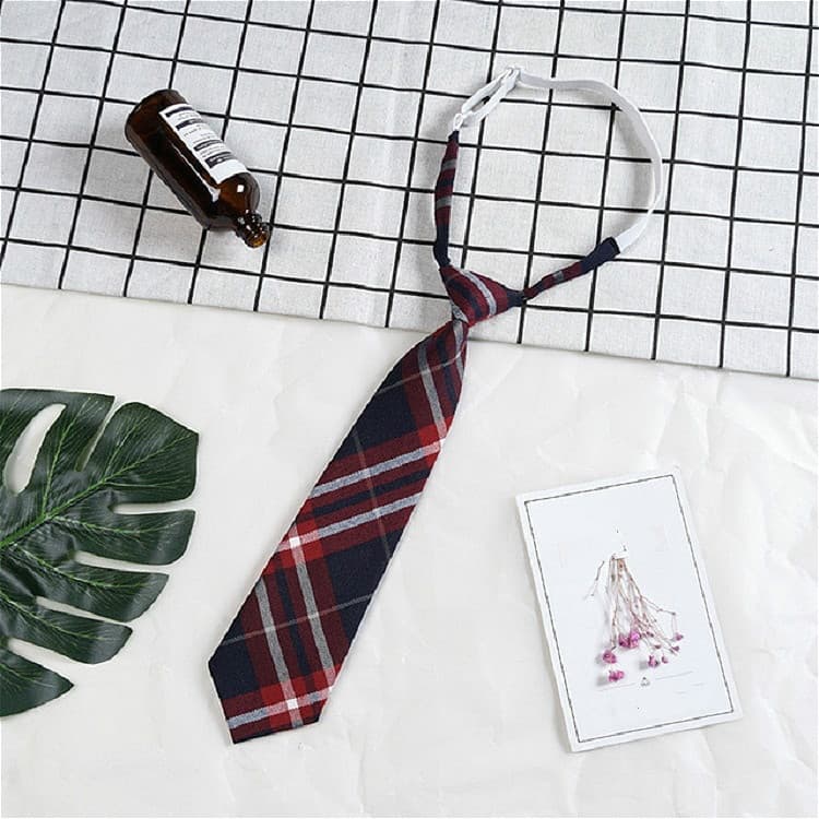 Accessorio per abbigliamento in cotone con motivo a strisce a reticolo e cravatta a fiocco con elastico (A1708 Rosso Borgogna)