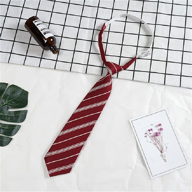 Accessorio per abbigliamento in cotone con motivo a strisce a reticolo e cravatta a fiocco con elastico (A1714 Rosso Vino)