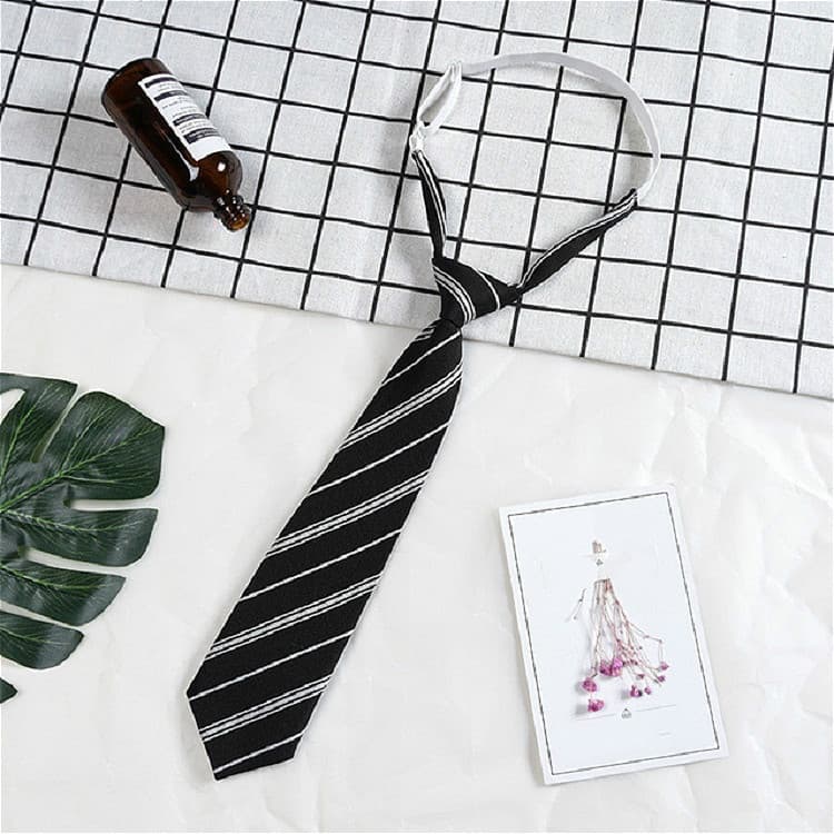 Accessorio per abbigliamento con motivo a strisce a reticolo in cotone, papillon con elastico (A1715 Nero)