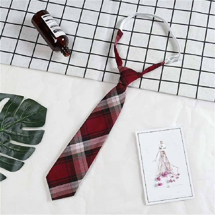 Accessorio per abbigliamento in cotone con motivo a strisce a reticolo e fiocco a elastico (A1716 Rosso Vino)