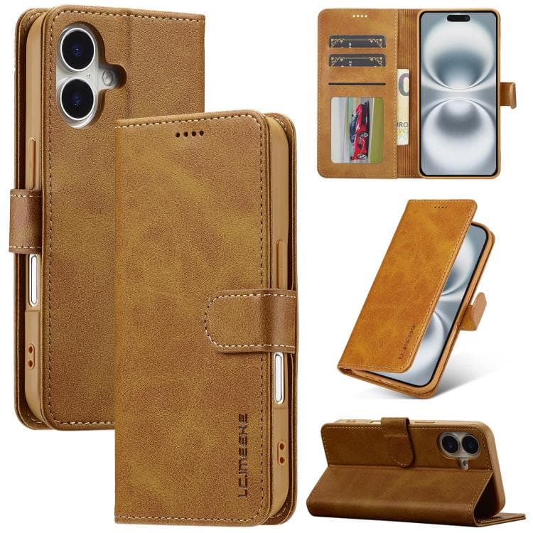 LC.IMEEKE Calf Texture Horizontal Flip Leather Case For iPhone 17(Yellow) - Immagine 1