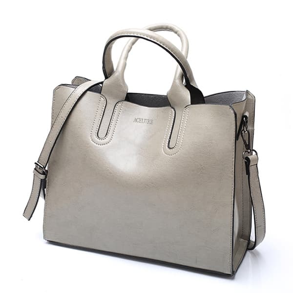 Leather Handbags Big Women Bag Casual Female Bags Trunk Tote Shoulder Bag Ladies Large Bolsos, Color:Gray - Immagine 1