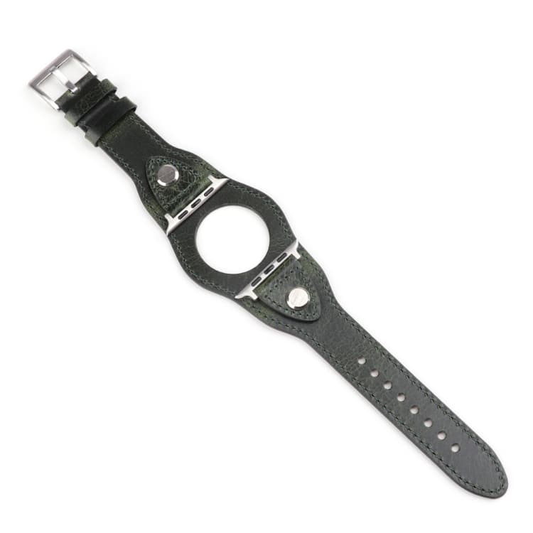 Leather Watch Band For Apple Watch Ultra 49mm&Watch Ultra 2 49mm / Series 9&8&7 45mm / SE 3&SE 2&6&SE&5&4 44mm / 3&2&1 42mm(Discolored Oil Wax Green) - Immagine 1