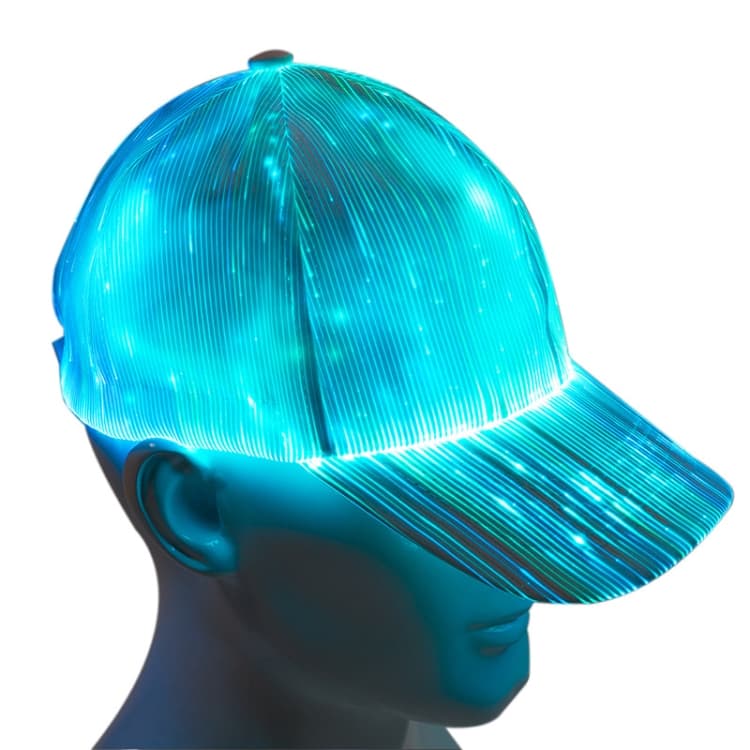 Cappello Luminoso a LED in Fibra Ottica per Coppia, Cappello Luminoso da Esterno, Cappello da Spettacolo (Luce Bianca Colorata) - Immagine 1