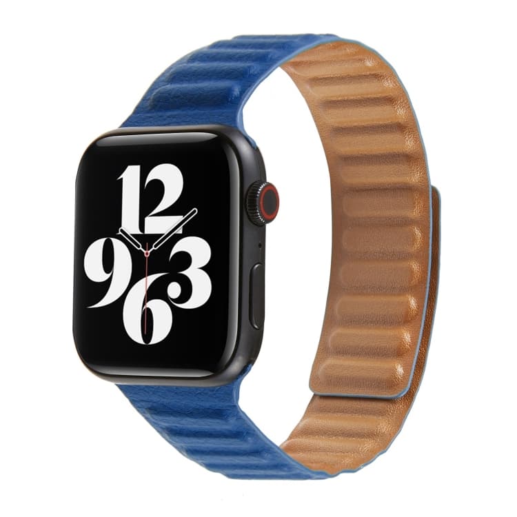 Cinturino in pelle Loop per Apple Watch Serie 7 45mm / 6 & SE & 5 & 4 44mm / 3 & 2 & 1 42mm (Blu notte) - Immagine 1