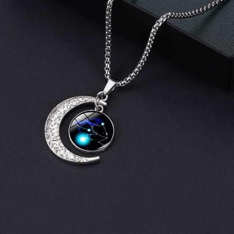 Collana in acciaio al titanio con ciondolo zodiacale lunare luminoso, ciondolo personalizzato della luna (Toro) - Immagine 1