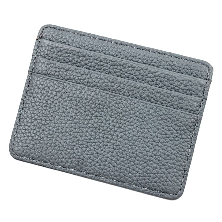 Lychee Pattern Multi-Card Slot Mini Card Holder Ultra-thin Coin Purse(Blue) - Immagine 1