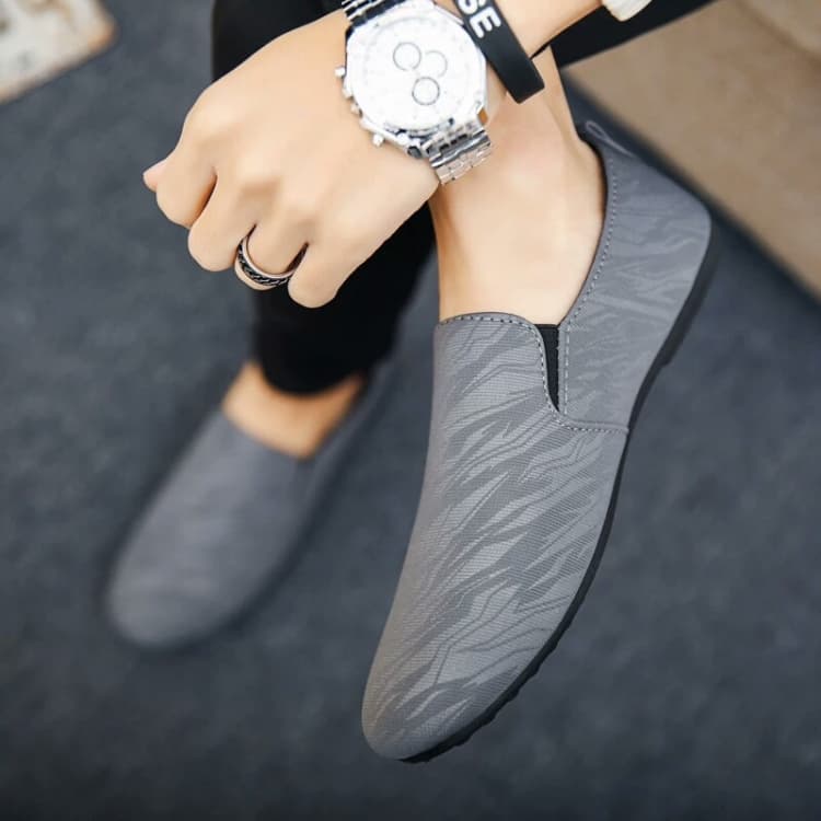 Scarpe casual in tela uomo, scarpe pigre con un solo laccio, taglia: 44 (tessuto grigio scuro) - Immagine 1