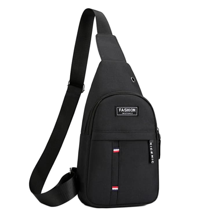 Men Chest Bag Casual Sports Shoulder Crossbody Bag Canvas Backpack(Black) - Immagine 1