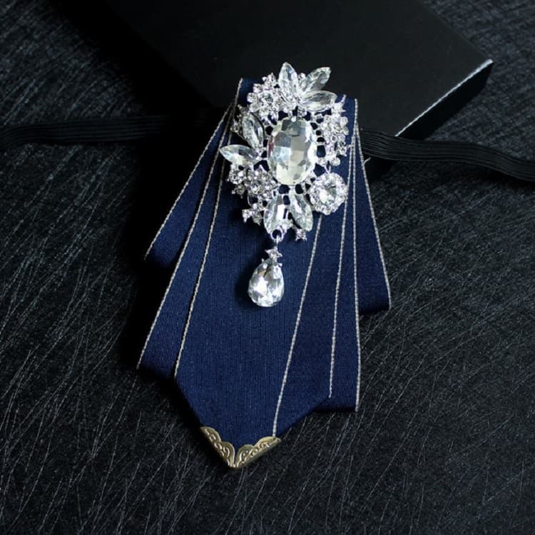 Accessori per abito da cerimonia con papillon a rombi per uomo (Blu scuro)