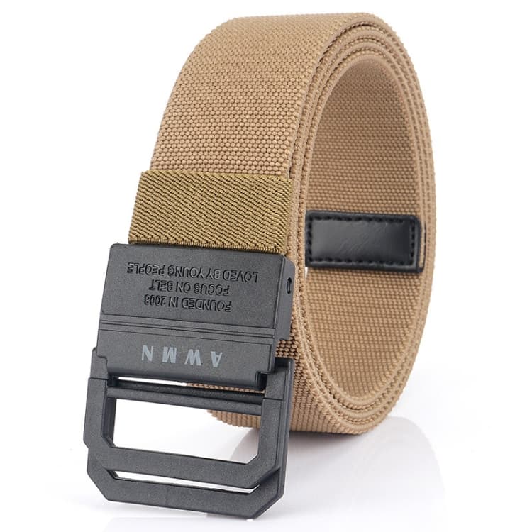 Cintura elastica casual leggera senza metallo per uomo, lunghezza: 120 cm (cachi scuro a trama semplice) - Immagine 1