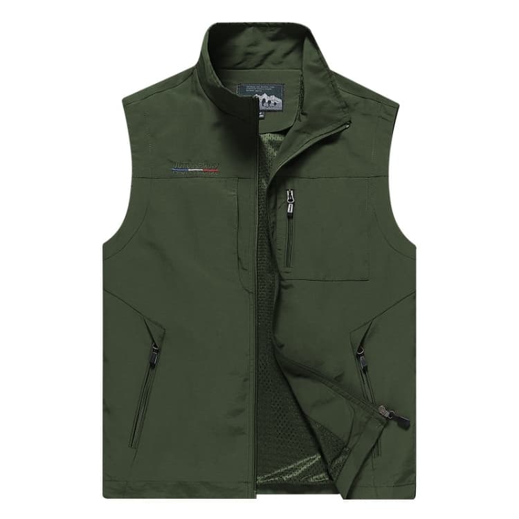 Men Sleeveless Stand Collar Loose Vest Multi-pockets Vest - Immagine 1