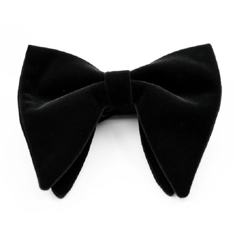 Accessori per abbigliamento: Papillon a doppio strato in velluto con fiocco grande (Nero)