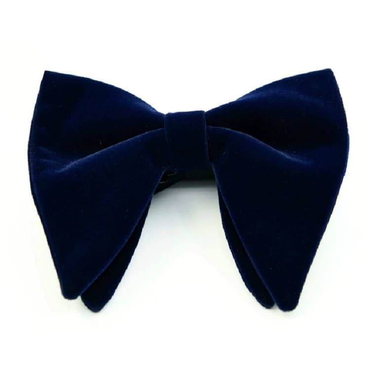 Accessori per abbigliamento: Papillon a fiocco grande in velluto a doppio strato per uomo (Blu scuro)
