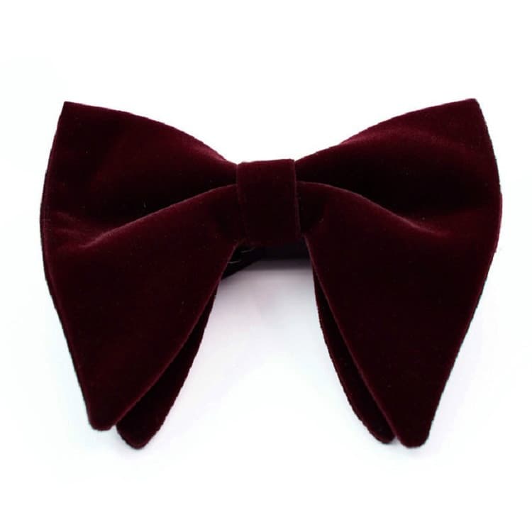 Accessori per abbigliamento maschili in velluto a doppio strato con grande fiocco a farfalla (Vino rosso)