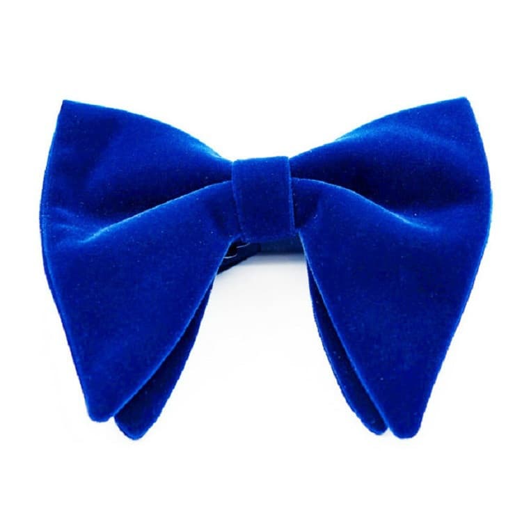 Accessori per abbigliamento: Papillon a doppio strato in velluto con fiocco grande (Blu reale)