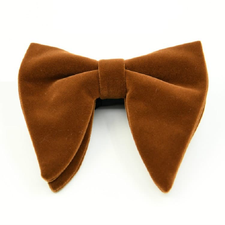 Accessori per abbigliamento: Papillon a doppio strato in velluto con fiocco grande (marrone giallastro)
