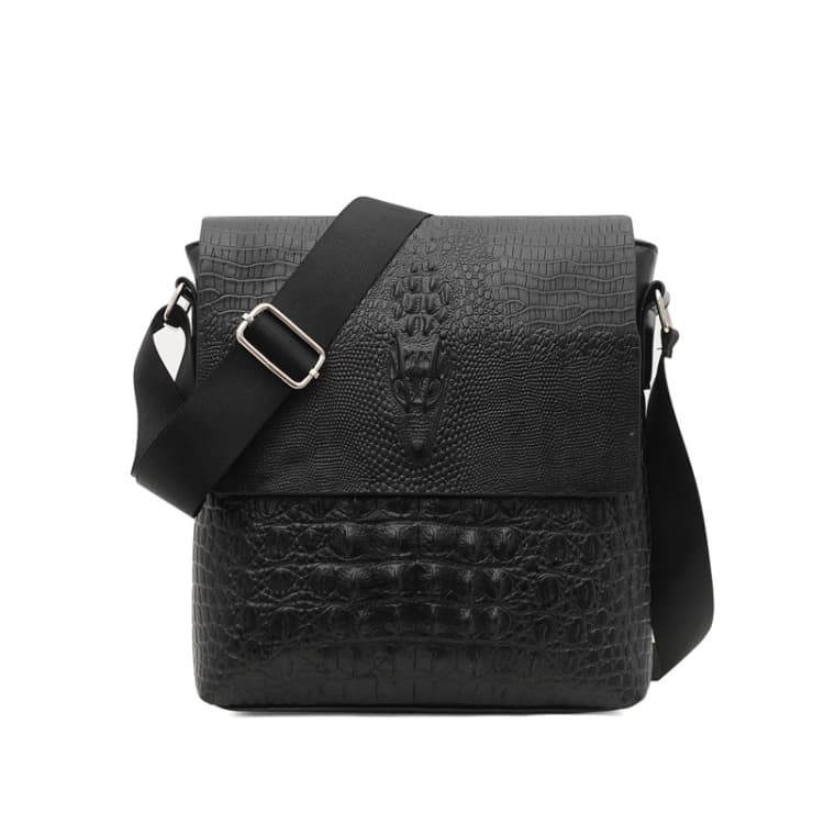 Men Vertical PU Leather Shoulder Bag Water-Repellent Casual Briefcase(Black) - Immagine 1