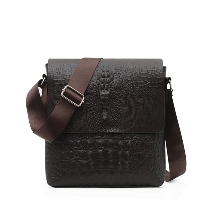 Men Vertical PU Leather Shoulder Bag Water-Repellent Casual Briefcase(Brown) - Immagine 1