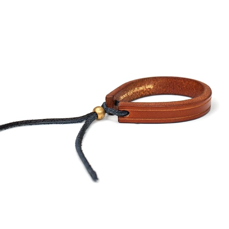 Bracciale in pelle conciata al vegetale vintage per coppia, anello della vita (marrone) - Immagine 1