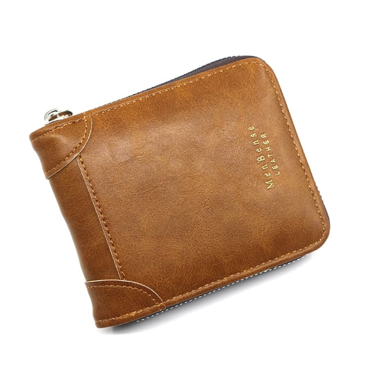Menbense Casual Fashion Large Capacity Multi-Card Retro Zipper Wallet(Light Brown) - Immagine 1