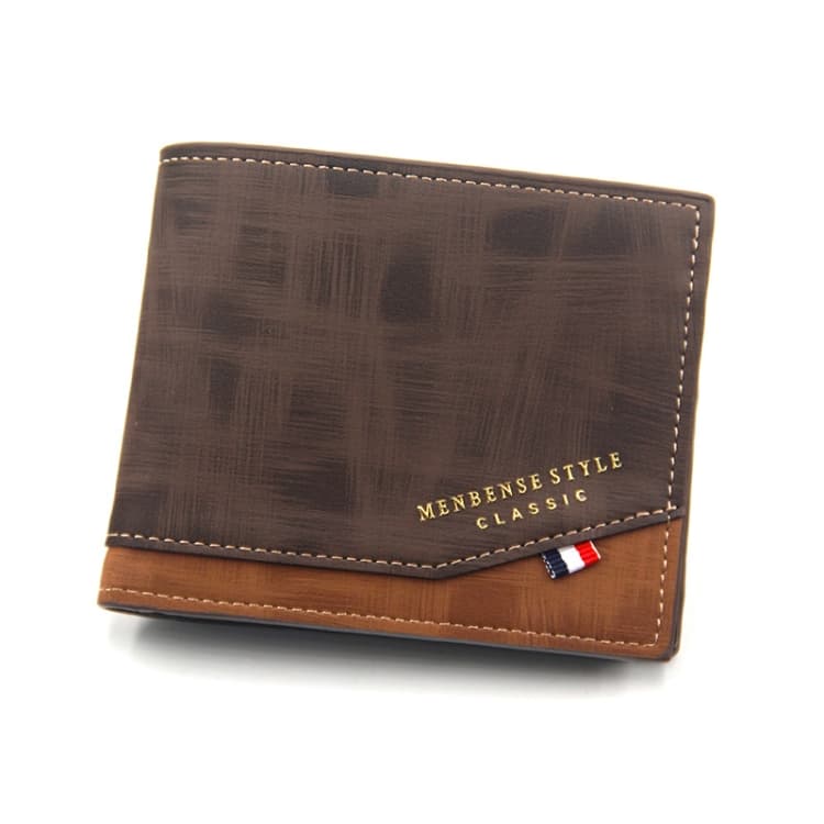 Menbense Hot Stamping Hinge Short Matte Multi-Card Large Capacity Male Wallet(D3301-4 Dark Brown) - Immagine 1