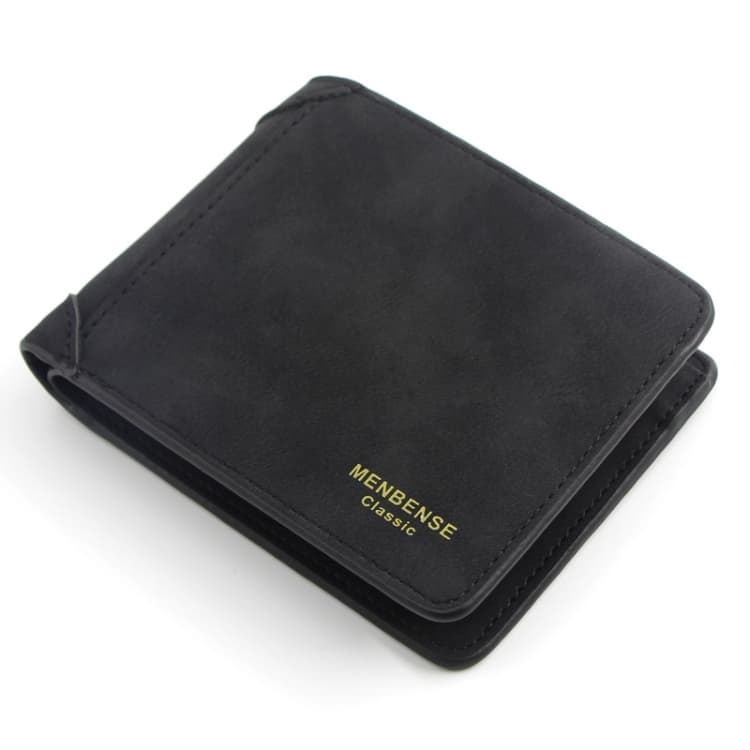 Menbense Matte Short Large Capacity Fashion Casual Adapter Male Wallet(Black) - Immagine 1