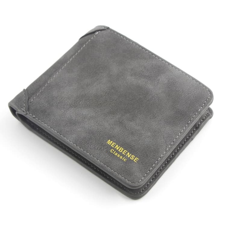 Menbense Matte Short Large Capacity Fashion Casual Adapter Male Wallet(Dark Gray) - Immagine 1